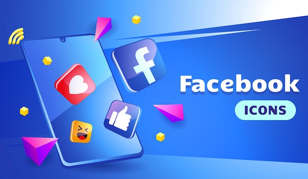 Vector facebook 3d contras sofisticado con smartphone