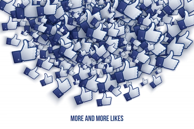 Facebook 3d like hand icons vector art illustration