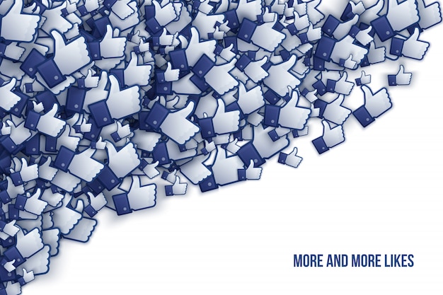 Facebook 3d like hand icons vector art illustration