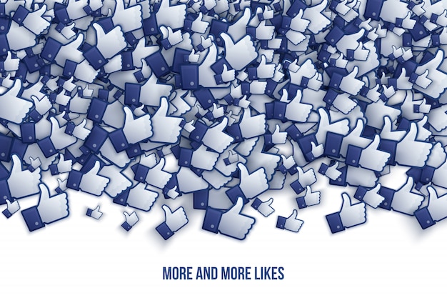 Facebook 3D tiene gusto de los iconos de la mano ilustración de arte