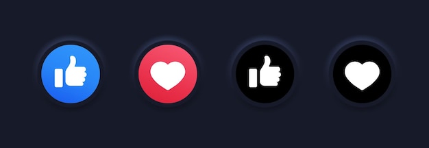 Facebook le gusta iconos de redes sociales Editorial le gusta de Facebook botones redondos Isolado Facebook le gusta de redes sociales Iconos de pulgar hacia arriba y corazón Iconos vectoriales