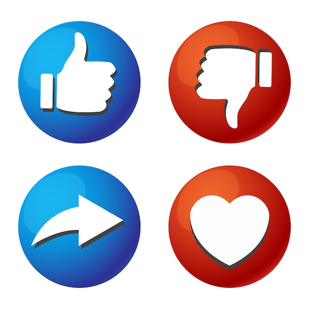 A Facebook le gustan los íconos a Facebook le gusta el conjunto de pulgares y corazones Editorial a Facebook les gustan los iconos Vector