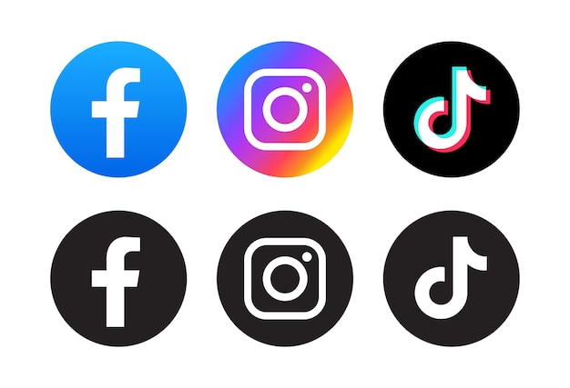 Vector facebook instagram y el logotipo de tiktok