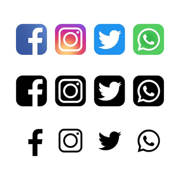 Vector facebook instagram twitter whatsapp colección de íconos populares de redes sociales