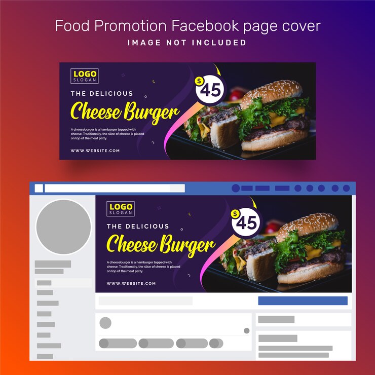 Vector facebook promocional de alimentos agregar banner