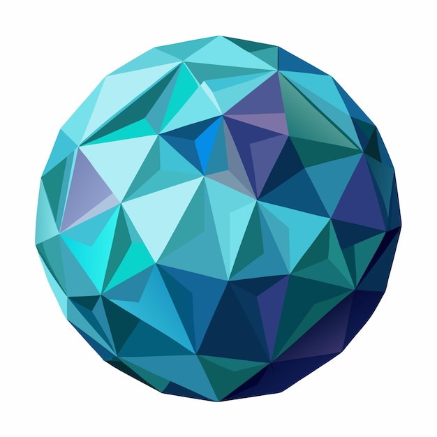 Faceted Geometric Sphere in Teal and Blue Tones