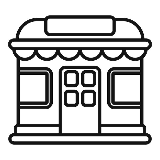fachada del edificio de la tienda de pequeñas empresas con icono de toldo