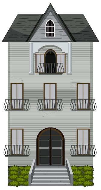 Vector fachada de mansión embrujada aislada