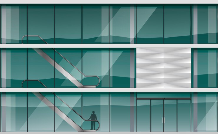 Vector fachada de un moderno centro comercial.