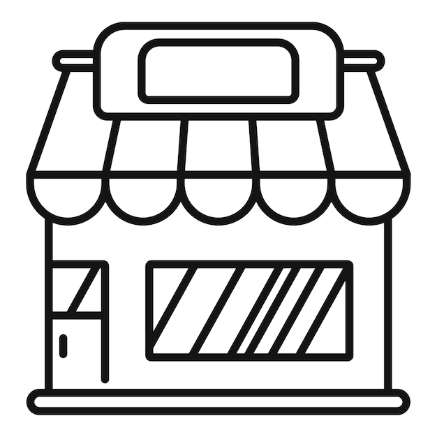 fachada de una pequeña tienda con toldo a rayas