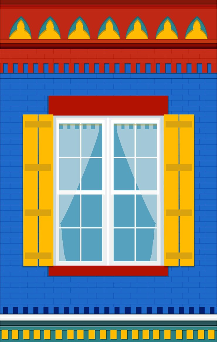 Vector la fachada de la ventana de la casa colonial de colombia