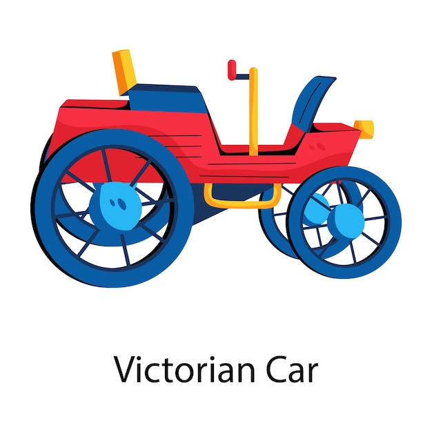 Vector fácil de editar icono plano de un coche victoriano