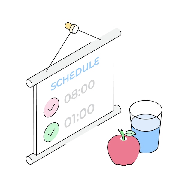 Fácil de editar el icono de la tabla de dieta en estilo isométrico