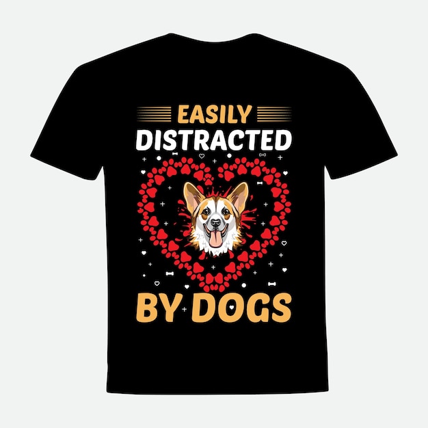 Fácilmente distraído por el diseño de la camiseta de los perros.