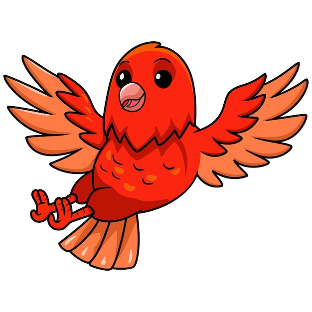 El factor rojo lindo del canario de dibujos animados volando