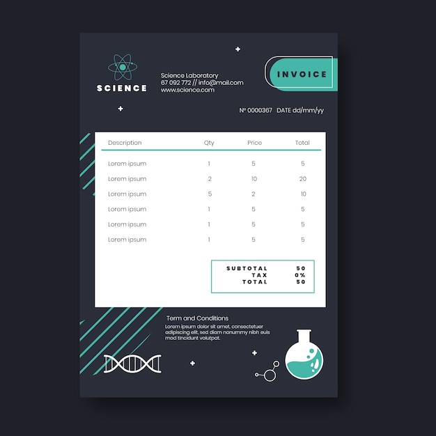 Factura de ciencia de diseño plano
