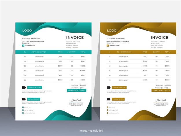 Factura de diseño mínimo abstracto simple para su negocio utiliza con variación de color