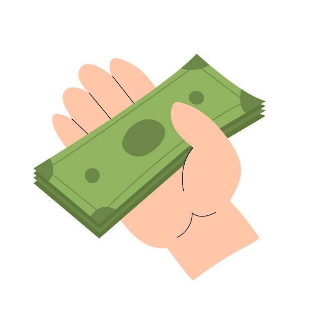 Factura en papel en la mano ayuda y apoyo financiero cashback ilustración plana vectorial fondo blanco