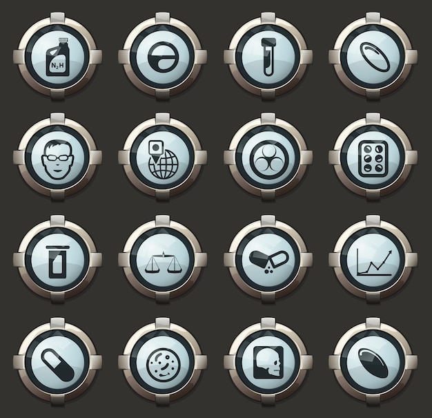Facultad de biología iconos vectoriales en los elegantes botones redondos para aplicaciones móviles y web