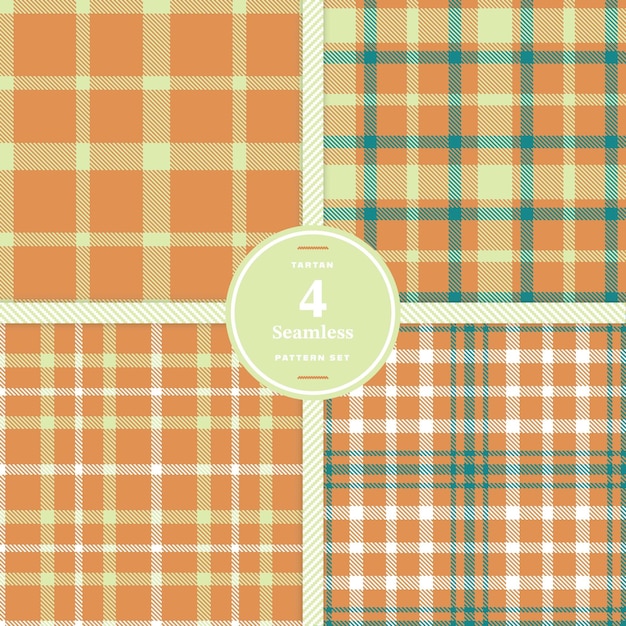 Faded Orange Light Peach and Very Light Brown seamless pattern set of 4