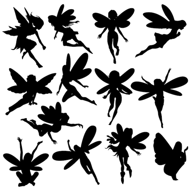 Vector fairy magic creature silhouette clip art vector