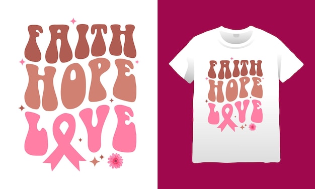 Vector faith hope love breast cancer svg diseño de camiseta