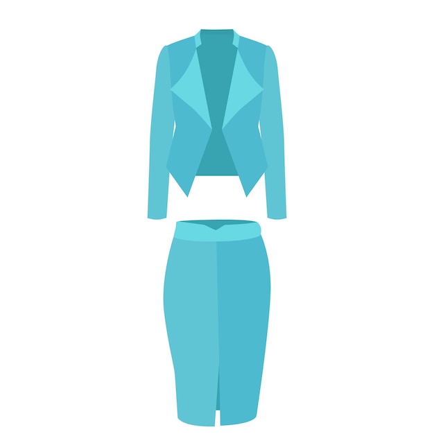Falda y chaqueta azul hembra aislada vectorial