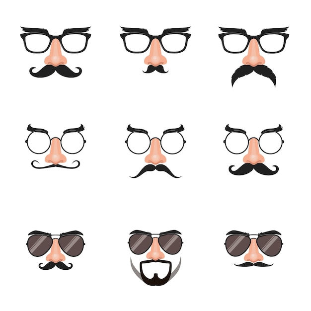 Falsa nariz y gafas con bigote y cejas