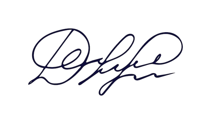 Vector falso autógrafo abstracto con la letra d firma a mano con tinta para documentos y certificados