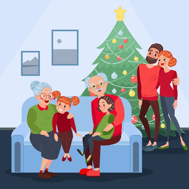 Familia celebrando la Navidad
