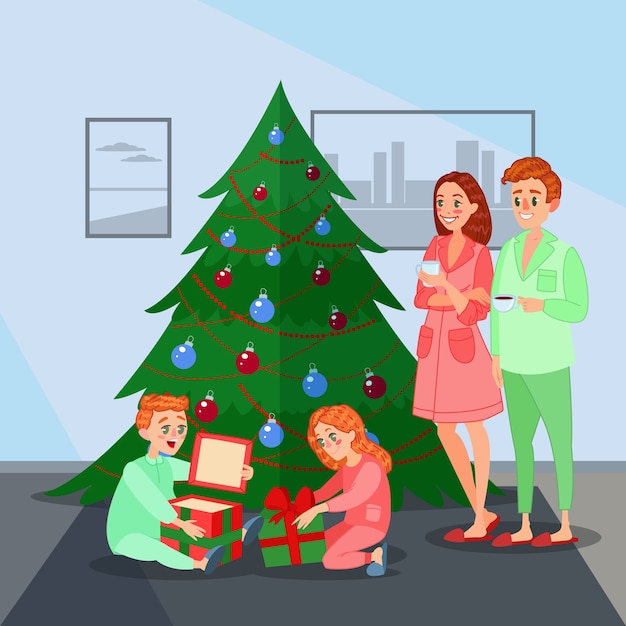 Familia celebrando la Navidad