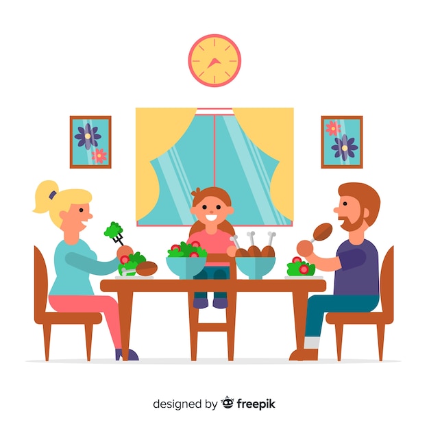 Familia comiendo