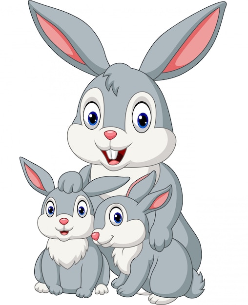 Familia de conejos felices
