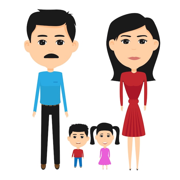 Vector familia de cuatro dibujos simples