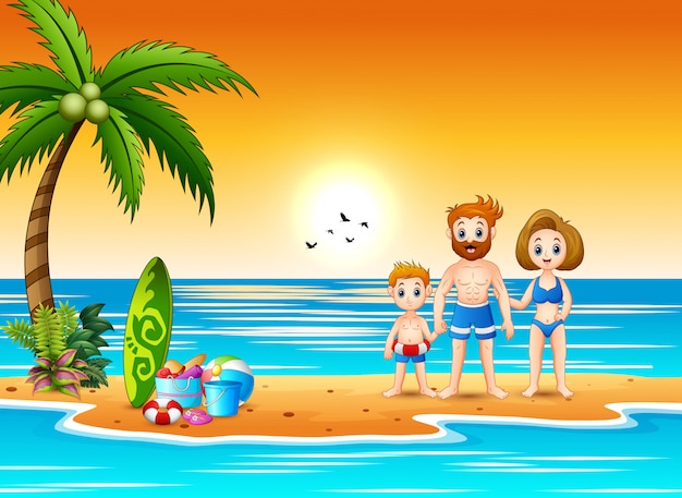 Familia divirtiéndose en vacaciones de verano