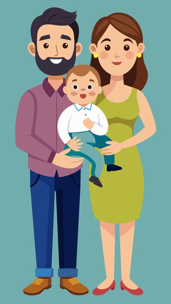una familia está posando para una foto con un bebé