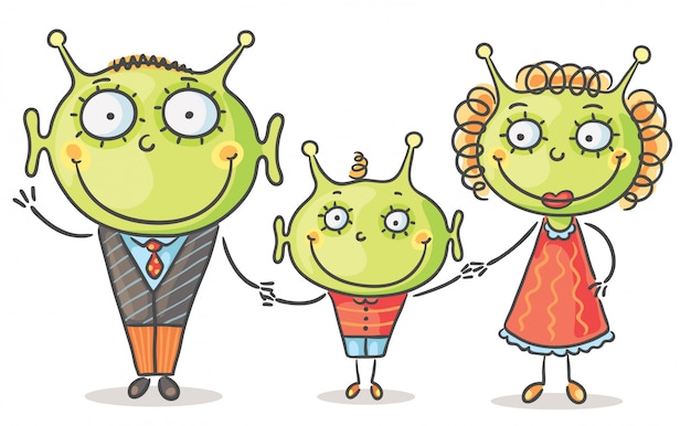 Familia extraterrestre | Vector Premium