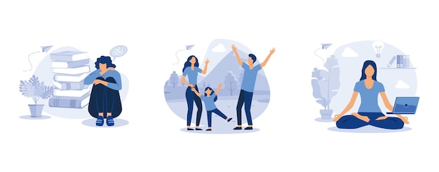 familia feliz, beneficios para la salud del cuerpo, concepto de apoyo para aquellos que están bajo estrés,
