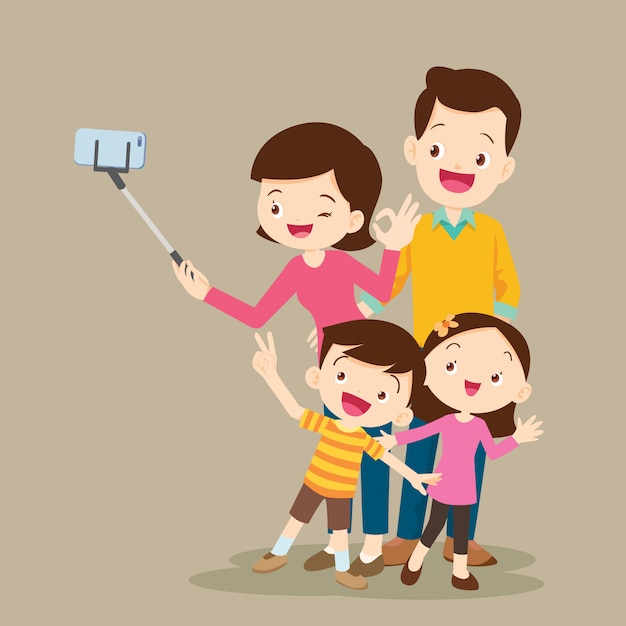 Familia feliz haciendo Selfie