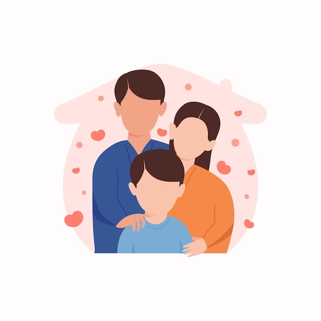Familia feliz con niños juntos colorido fondo vectorial