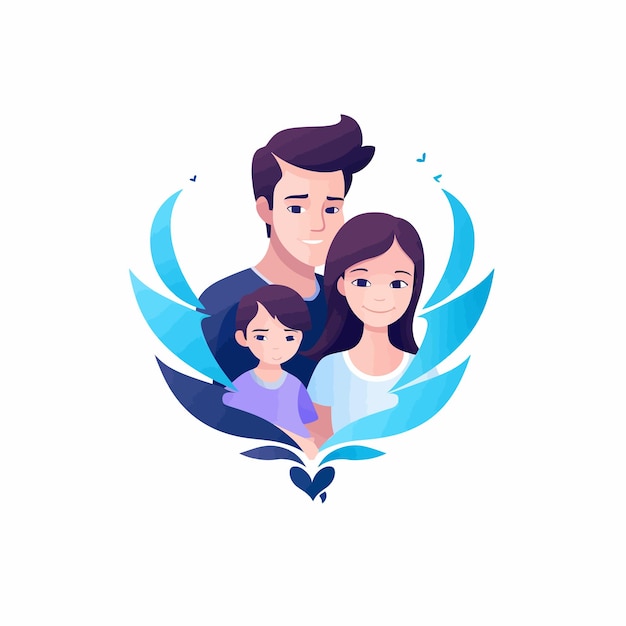 Familia feliz con niños vector