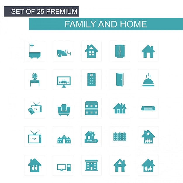 Familia y hogar iconos conjunto vector