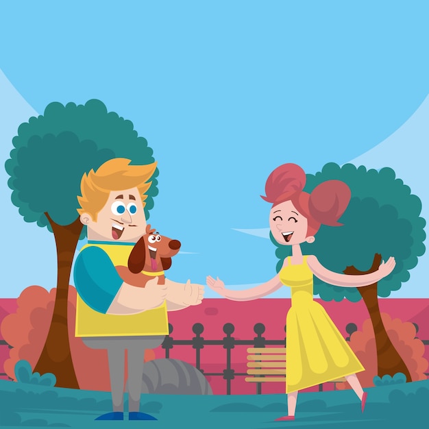 Familia con ilustración de mascotas