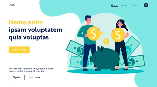 Familia joven que invierte dinero para la futura ilustración plana