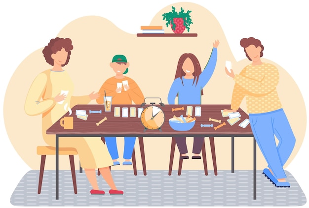 Familia jugando un juego de mesa