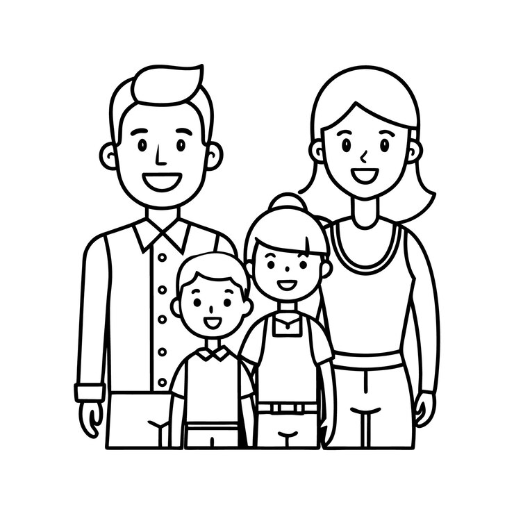Familia de manos juntas esboza el diseño vectorial