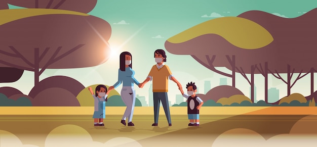familia con mascarillas