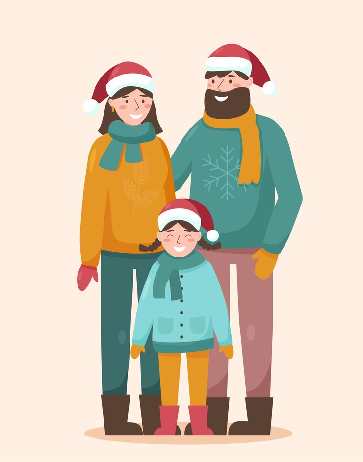 Vector la familia de navidad