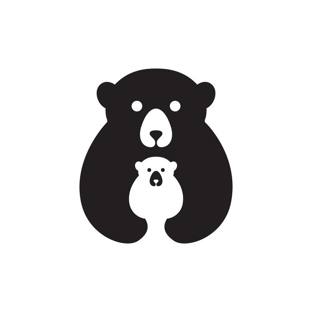 familia oso animal vida silvestre osos cachorros diseño del logotipo vector plano