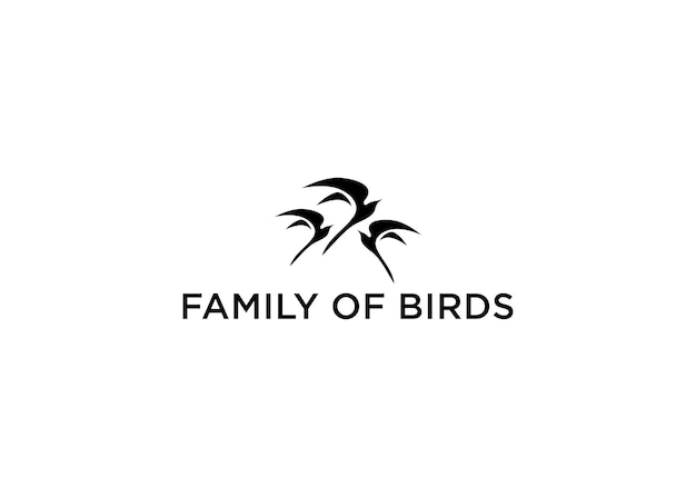 familia de pájaros logo diseño vector ilustración